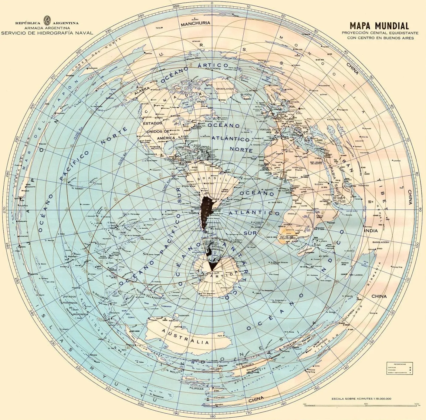 Mapa Mundial con Argentina en su Centro